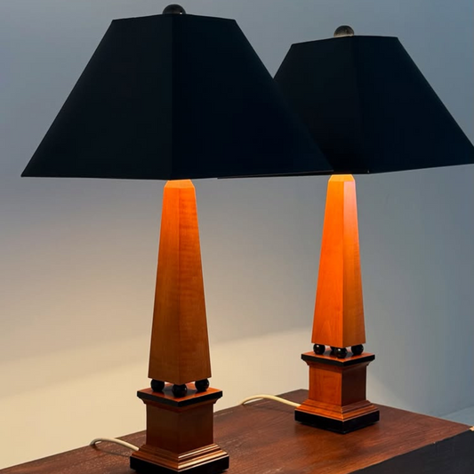 Para Lamp Stołowych z Drewnianą Podstawą